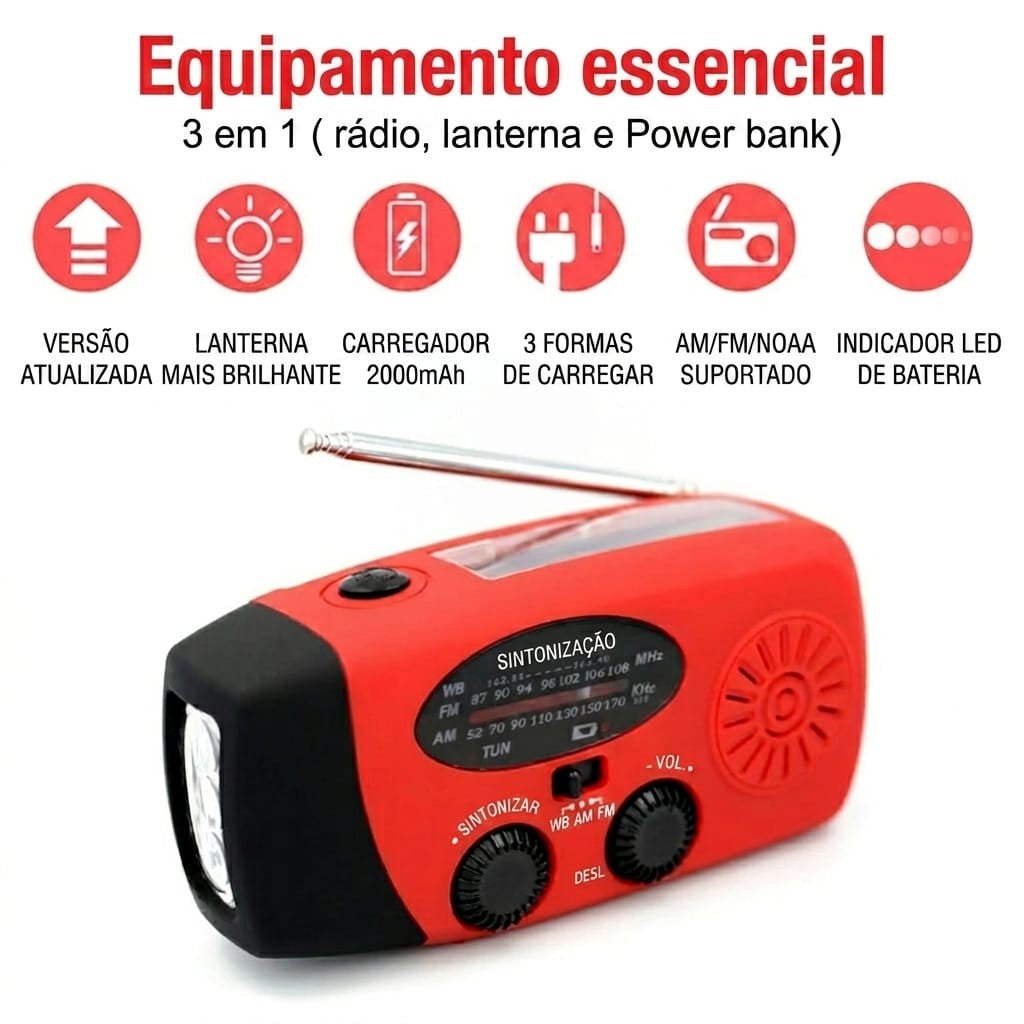 Estação de Energia SOLAR (power bank) Radio+Lantena