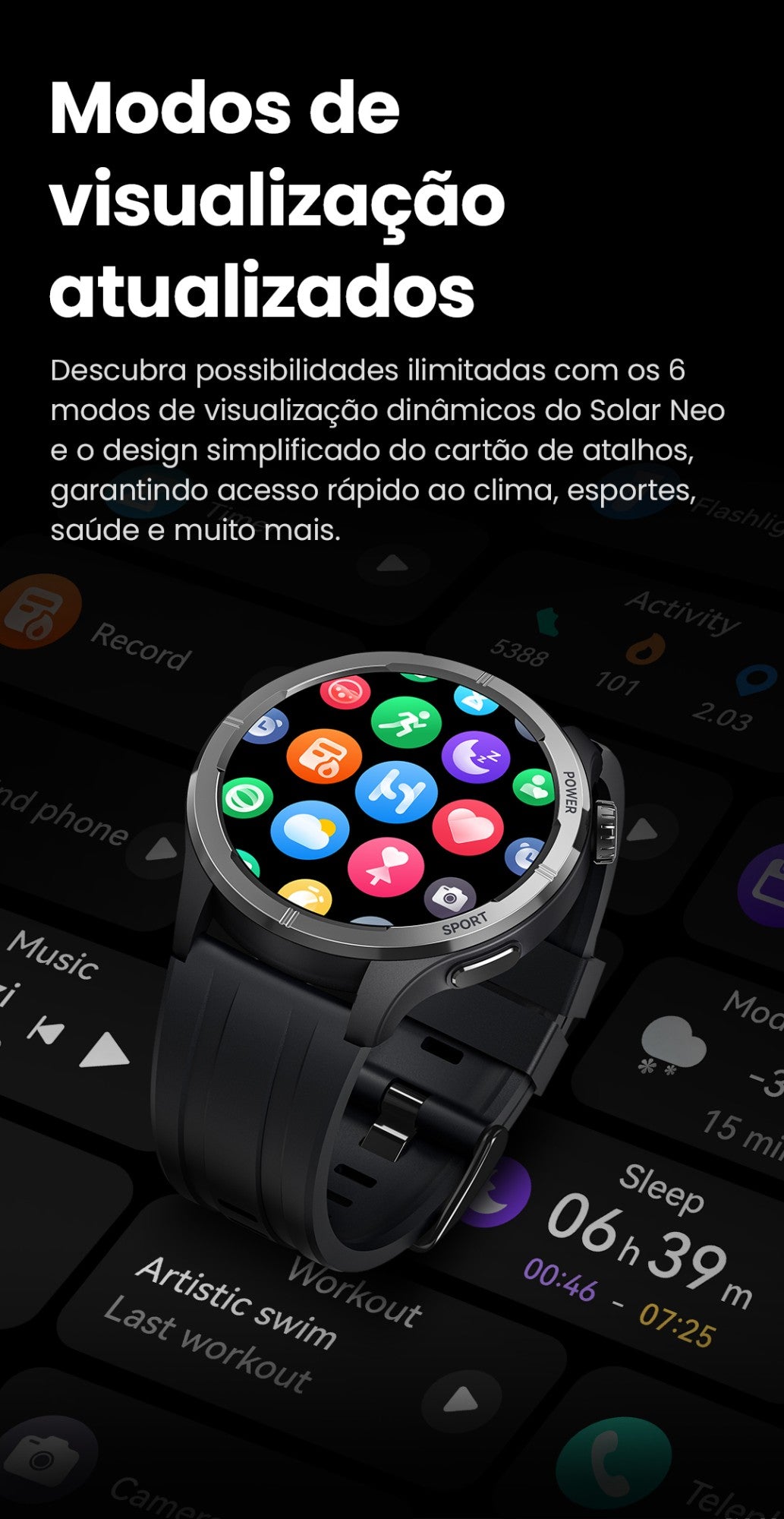 HAYLOU Solar Neo Smartwatches 1,53" Display HD 24H Monitoramento