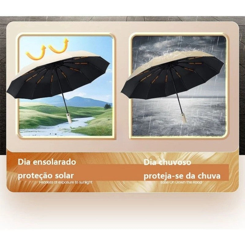 24 Ossos Guarda Chuva Automático Dobrável Proteção UV UP50+