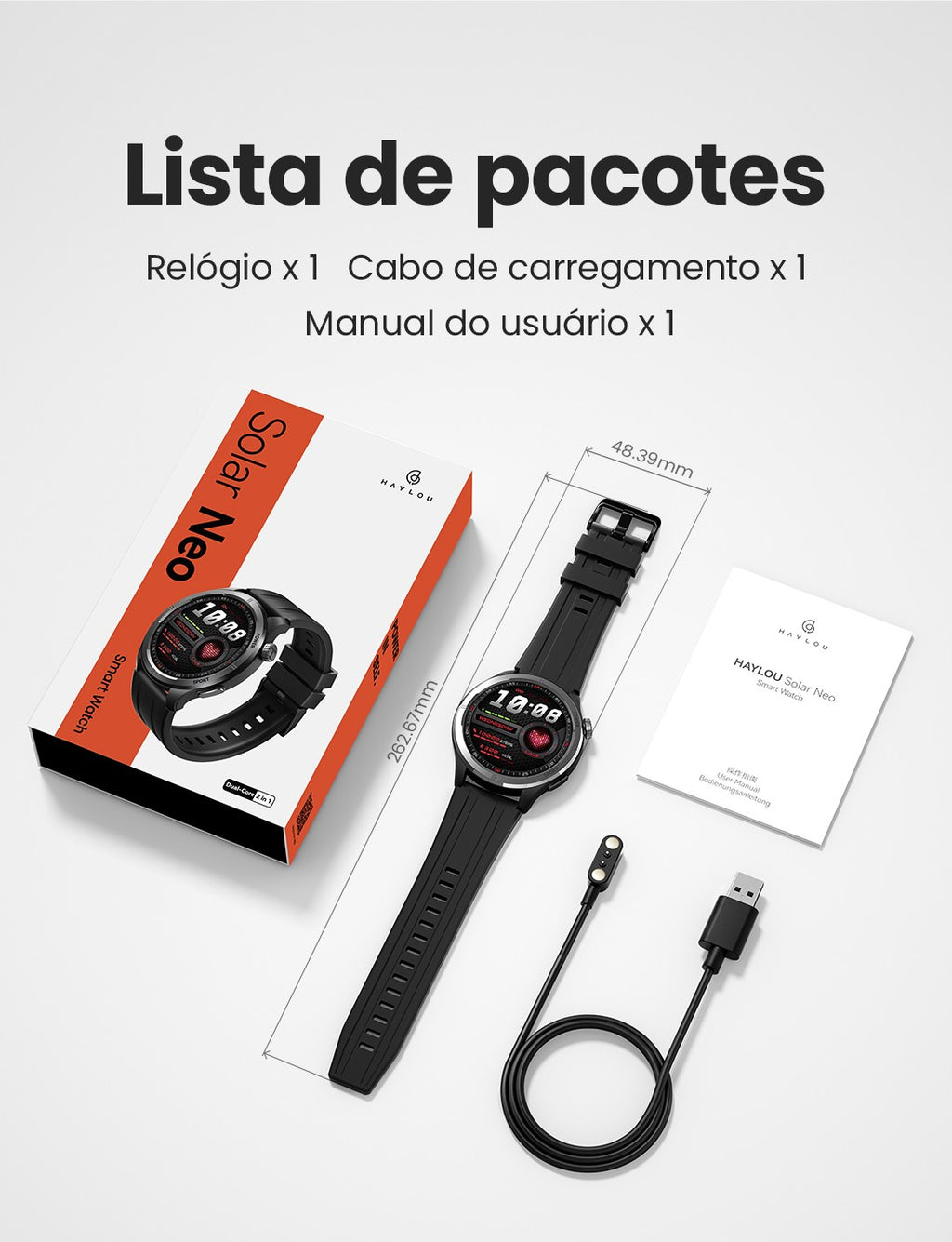 HAYLOU Solar Neo Smartwatches 1,53" Display HD 24H Monitoramento