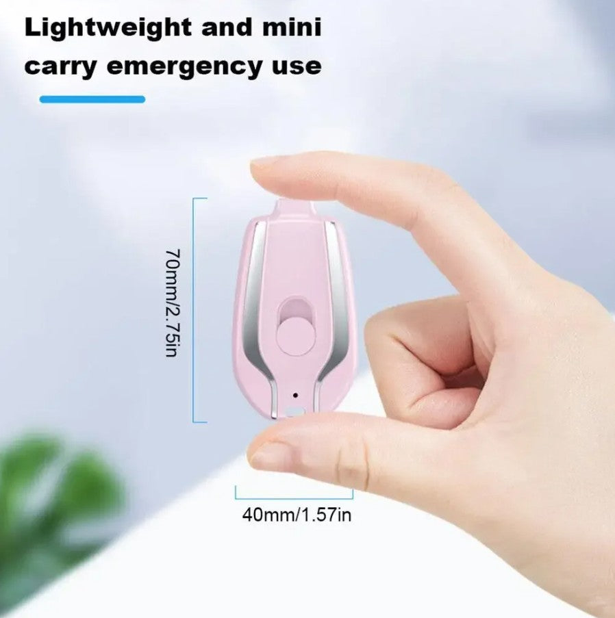Mini Power Bank 1500mAh, Carregadorl em Formato de Chaveiro