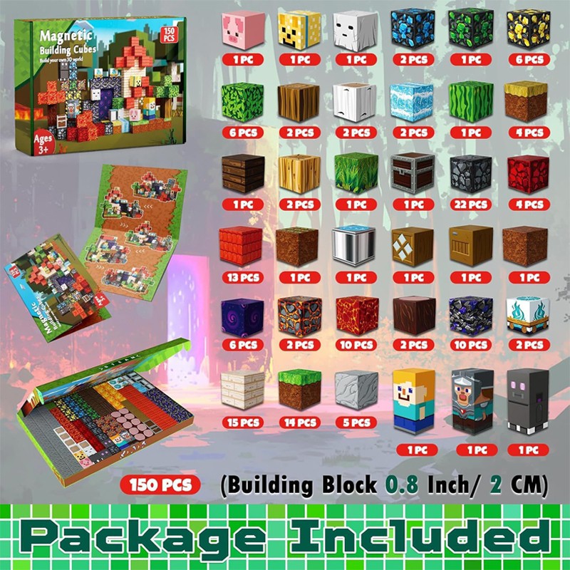 Blocos de construção magnéticos MINECRAFT