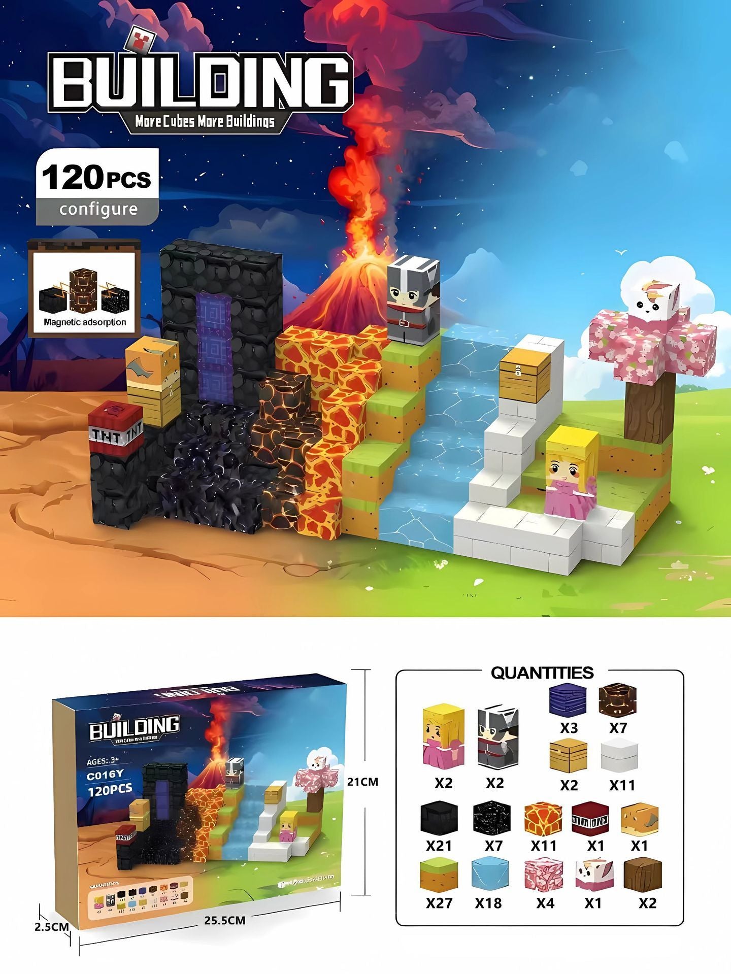 Blocos de construção magnéticos MINECRAFT