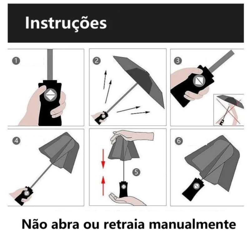 24 Ossos Guarda Chuva Automático Dobrável Proteção UV UP50+